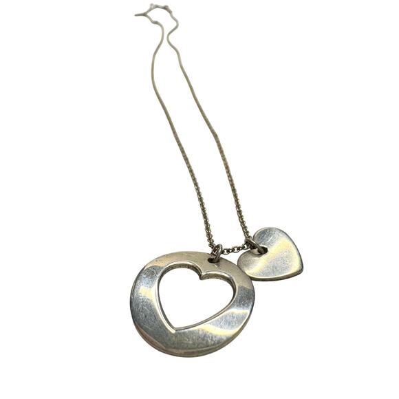 Tiffany & Co. 2 Heart Necklace - Stencil Heart Pendant with Cutout Heart - Picture 9 of 16